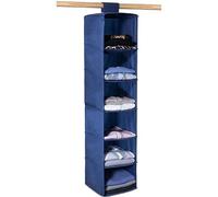 VIRSUS Organizer Multiuso Sospeso da Armadio in tessuto Blu 6938, misura 30x30x120 cm, con gancio a strappo, Scaffale Portaoggetti Salvaspazio, Pensili per vestiti, oggetti, accessori (6 Ripiani)