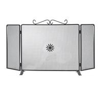 Virsus Parascintille con Ante, in ferro battuto con spessore 1,2 cm, misura 60x50 cm, di colore nero con sfumature, 3 Pannelli, schermo protezione da scintille per camini e stufe a legna