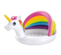 Virsus Piscina Gonfiabile a forma di UNICORNO 113NP, misura 127x102x69 cm, Piscinetta in Pvc con Parasole di colore arcobaleno, per terrazzo, giardino, spiaggia