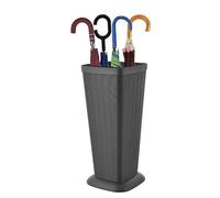 VIRSUS Portaombrelli alto in Plastica effetto Rattan 183W, misura 26x26x51,5 cm, cesta rettangolare con struttura intrecciata resistente per ombrelli, per interni ed esterni (Grigio)