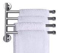 Virsus Portasciugamani da Bagno a Muro in Acciaio Inox Cromato 139-3, misura 38x23 cm, Porta Salviette da Parete, Supporto a Barre Girevoli, Accessori per il Bagno (4 Barre)