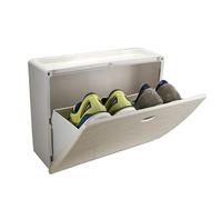 VIRSUS Scarpiera Salvaspazio Slim, 51x17x39 cm, Anta singola a Ribalta, per 2 paia di scarpe, Frontale liscio, Ripiano Svuotatasche, a parete da ingresso, bagno -016F (Tortora)