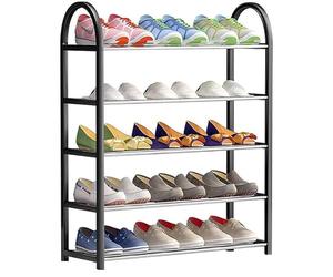 VIRSUS Scarpiera Scaffale a 5 Ripiani 4209, misura 67x19x82 cm, Portascarpe Organizer, Scaffale Salvaspazio in Metallo e Plastica per 15-20 paia di scarpe, per Soggiorno, Bagno (Black)