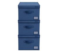 VIRSUS Scatola Cubo Portaoggetti Pieghevole BLU in tessuto con coperchio 6927, misura 30x30x30 cm, contenitore salvaspazio con maniglia per Armadio organizer per vestiti, accessori (3)