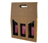 VIRSUS Scatola Portabottiglia Vini in Carta Avana per 3 BOTTIGLIE 4546, Misura 27x9x39 cm, Box Busta in cartone ondulato, per Bottiglie vino, Prosecco, Champagne, per Natale, Feste ed Eventi (10)
