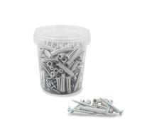 Virsus Secchiello con 100 Tasselli a muro in Nylon e 100 viti in acciaio 100, misura 8x40 mm, tasselli universali assortiti ad espansione, fissaggio su muratura, mattoni, cemento