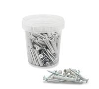 Virsus Secchiello con 50 Tasselli a muro in Nylon e 50 viti in acciaio 105, misura 10x50 mm, tasselli universali assortiti ad espansione, fissaggio su muratura, mattoni, cemento