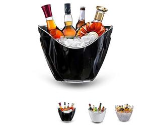 VIRSUS Secchiello Portaghiaccio Ovale 5562, Misura 34,5x26x24 cm, capacità 8 Lt, Secchio in plastica per Ghiaccio, 2 Maniglie, Secchiello per Bottiglie Vini, Champagne per Feste ed Eventi (Nero)