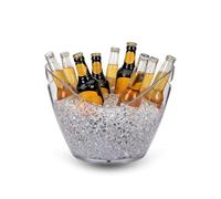 Virsus Secchiello Portaghiaccio Ovale 58654 misura 34,5x26x24 cm, capacità 8 Lt, secchio in plastica per ghiaccio, 2 Maniglie, secchiello per bottiglie Vini Champagne per feste ed eventi (Trasparente)