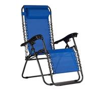 VIRSUS Sedia Gravity ''gravità zero'', poltrona relax pieghevole salvaspazio con tubi in acciaio reclinabile sedia a sdraio per piscina, lettino da spiaggia, poltrona da giardino (Blu)