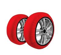 Virsus Set 2 Calze da Neve per Auto Rosse 5600, Omologate EN 16662-1, Calze in Tessuto Polipropilene Lavabile con 2 Guanti, Catene per Pneumatici, Tenuta Stabile Antislittanti su Neve e Ghiaccio (XXL)