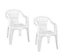 VIRSUS Set 2 Sedie da Giardino in Polipropilene di colore Bianco, misura 56x54x80 cm, Sedia Impilabile, Schienale Basso e Braccioli per Esterno ed Interno, Made in Italy -LYR508F