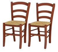 VIRSUS Set 2 Sedie Paesana in Legno con Seduta in Paglia, Misura 43x42x86 cm, Sedia Tradizionale Robusta, per Casa, Cucina, Agriturismo, Ristorante, Made in Italy (Noce Scuro)