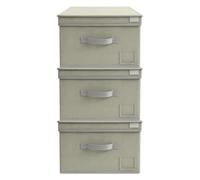 VIRSUS Set 3 Scatole Maxi Portaoggetti Pieghevole in tessuto con coperchio 6901, misura 50x40x25 cm, contenitore salvaspazio con maniglia e Portaetichetta, organizer per Armadio (Grigio)