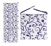 VIRSUS Set 6 Cuscini per Sedie a 4 Punti con Lacci 022, Misura 40x40 cm, Coprisedia da cucina, Imbottitura Poliestere e Rivestimento Cotone e Poliestere, Made in Italy (Bianco con Fiori Blu)