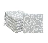 VIRSUS Set 6 Cuscini per Sedie a 4 Punti con Lacci 022, Misura 40x40 cm, Coprisedia da cucina, Imbottitura Poliestere e Rivestimento Cotone e Poliestere, Made in Italy (Grigio Fantasia)