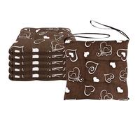 VIRSUS Set 6 Cuscini per Sedie a 4 Punti con Lacci 022, Misura 40x40 cm, Coprisedia da cucina, Imbottitura Poliestere e Rivestimento Cotone e Poliestere, Made in Italy (Marrone con Cuori)