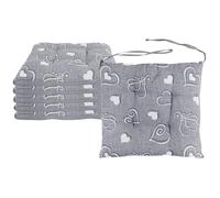 VIRSUS Set 6 Cuscini per Sedie a 4 Punti con Lacci 022, Misura 40x40 cm, Coprisedia da cucina, Imbottitura Poliestere e Rivestimento Cotone e Poliestere, Made in Italy (Grigio con Cuori)
