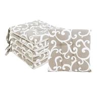 VIRSUS Set 6 Cuscini per Sedie a 4 Punti con Lacci 022, Misura 40x40 cm, Coprisedia da cucina, Imbottitura Poliestere e Rivestimento Cotone e Poliestere, Made in Italy (Beige Fantasia)