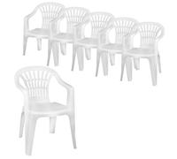 VIRSUS Set 6 Sedie da Giardino in Polipropilene di colore Bianco, misura 56x54x80 cm, Sedia Impilabile, Schienale Basso e Braccioli per Esterno ed Interno, Made in Italy -LYR508F