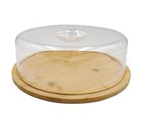 VIRSUS Tagliere in Legno di bambù con Coperchio, Diametro 28 cm, Vassoio con Maniglia, Piatto da servita per Formaggi, Salumi, Snack, Aperitivo -6018F (Rotondo)