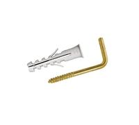 Virsus Tasselli con Gancio color oro 5371, misura 4x20 mm, tassello a muro in Nylon e ganci in acciaio, tasselli universali per fissaggio quadri, cornici, specchi e scaffali leggeri (10)