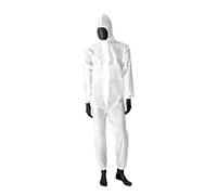 Virsus Tuta di protezione per polveri e liquidi 19090 in TNT 40gr di colore bianco I Classe, con cappuccio, chiusura 2 strati, elastici polsi, caviglie, vita, per vernici fai da te (XXL)