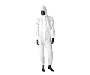Virsus Tuta di protezione per polveri e liquidi 19090 in TNT 40gr di colore bianco I on cappuccio, chiusura 2 strati, elastici polsi, caviglie, vita, per vernici fai da te (M)