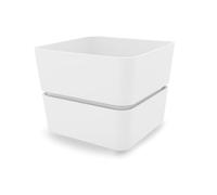 VIRSUS Vaso quadrato con sottovaso per piante, misura 12x11 cm, design elegante, Fioriera per interno e per esterno, vaso per piccole piante grasse, resistente ai raggi UV (Snow)