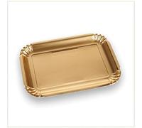VIRSUS Vassoi per Pasticceria in Cartone Colore ORO, (Misura 7) 34,5x26,5 cm, Navetta Monouso per Dolci, Pasticcini, Rustici, Torte, 5CF x 10Pz (50)