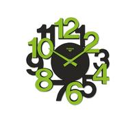 VIRTIME Orologio da Parete con Numeri Grandi, Diametro 35 cm Bicolore (Nero e Verde)