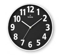 VIRTIME Orologio da parete moderno, Orologio a muro Diametro 35. silenzioso e con numeri in rilievo (Nero)