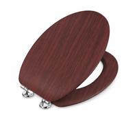 Virtime Tavoletta WC Universale in MDF Effetto Legno con Coperchio, Cerniere in Metallo Cromato, Sedile Water Elegante e Resistente, 34 x 42 x 4 cm, (wenghè)