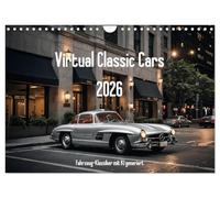 Virtual Classic Cars (Wandkalender 2026 DIN A4 quer), CALVENDO Monatskalender: Klassische Fahrzeugbilder, mit KI generiert