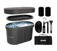VirtuFit Bagno di ghiaccio ovale 500 l, bacino per acqua fredda Ice Bath per rigenerazione e recupero muscolare, pieghevole, isolamento a 5 strati, con accessori, per esterni e interni, antracite