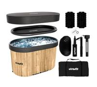 VirtuFit Eisbad Oval 500L Wood Look - Vasca per acqua fredda Ice Bath per la rigenerazione e il recupero muscolare - pieghevole, isolamento a 5 strati, accessori inclusi, per interni ed esterni