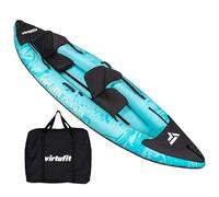 VirtuFit Kayak 335 Gonfiabile - 2 persone + opzione per 3° sedile - incl. 2 seggiolini per kayak, borsa per il trasporto e 2 pinne, per mare, fiume e lago, costruzione stabile, 335 cm, turchese