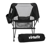 VirtuFit Sedia da campeggio compatta nera, pieghevole, leggera e portatile, per campeggio, festival, giardino e spiaggia