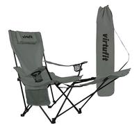 VirtuFit Sedia da campeggio pieghevole - Sedia da spiaggia con poggiapiedi - Grigio