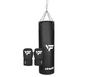 VirtuFit Set kickboxing Senior - sacco da boxe e guanti da boxe - set da boxe per adulti - kickboxing & boxe - 25 kg - nero