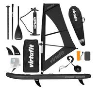 VirtuFit SUP Board Surfer 305 gonfiabile con vela da windsurf - Stand Up Paddle Board nero con accessori - Paddle - Pompa - Borsa per il trasporto - Supporto GoPro - Principiante - Avanzato - 305 x 81