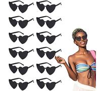 VirtuGro 12 paia di occhiali da sole irregolari a forma di cuore, occhiali da sole, da donna, lunetta a forma di cuore, per EVJF compleanno, Photobooth Hippie Carnevale, set di occhiali da sole per