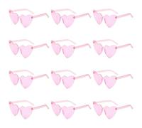 VirtuGro 12pcs Irregolare Occhiali Festa Occhiali Cuore Carini Occhiali da Donna Occhiali Matrimonio Occhiali Divertenti per Compleanno Carnevale Festa Carnevale Cosplay Rosso/Viola/Rosa/Nero (Rosa)