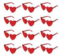 VirtuGro 12pcs Irregolare Occhiali Festa Occhiali Cuore Carini Occhiali da Donna Occhiali Matrimonio Occhiali Divertenti per Compleanno Carnevale Festa Carnevale Cosplay Rosso/Viola/Rosa/Nero (Rosso)