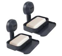VirtuGro 2PCS Portasapone Doccia Porta Sapone Bagno Porta Saponetta In Plastica Porta Sapone Cucina Murale con Vaschetta di Raccolta per Cassetto Portasapone a Ventosa Grigio
