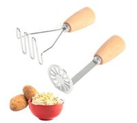 VirtuGro 2PCS Schiacciapatate Acciaio Inox Schiaccia Patate in Acciaio Inox Schiacciapatate Professionale Viene Fornito con un Comodo Manico in Legno per Purea di Patate Marmellata Verdura Frutta