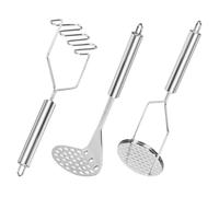 VirtuGro 3 Pezzi Schiacciapatate Acciaio Inox con Manico Ergonomico Schiaccia Patate Cucina Schiacciapatate Professionale Manuale per Purè di Patate Avocado Carote Alimenti per I'infanzia