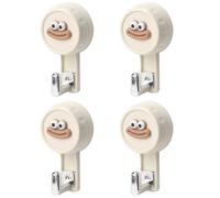 VirtuGro 4 Pezzi Ganci a Ventosa in Plastica Gancio Accappatoio Doccia Potenti Ventose con Gancio Ganci Appendiabiti Senza Foratura Riutilizzabile per Qualsiasi Superficie Liscia e Piatta 5KG (Beige)