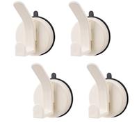 VirtuGro 4 Pezzi Ganci a Ventosa Super Resistenti 5KG Ganci Appendiabiti Riutilizzabile Ventose con Gancio Appendi Accappatoio Bagno per Porte in Vetro del Bagno Piastrelle Della Cucina(Beige)