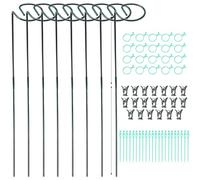 VirtuGro 8PCS Assemblato Supporto per Piante da Interno 60cm Supporto Piante Interno Metallico Tutore per Piante Pali di Supporto per Piante Con Anelli di Fissaggio Multipl